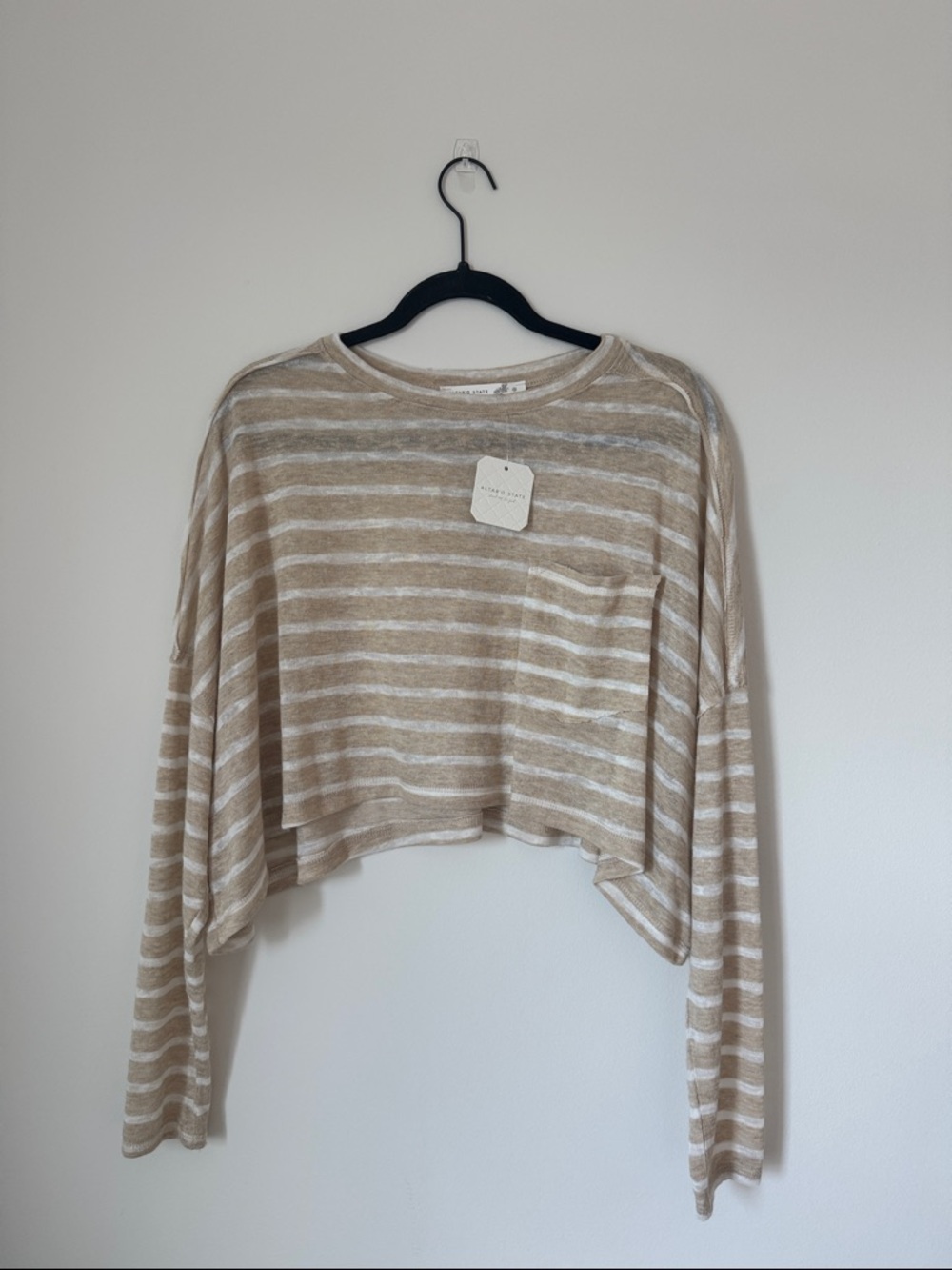 Altar'd State Beige & White Striped Knit Top